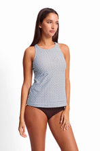 Load image into Gallery viewer, Sunseeker Geomath High Neck Mastectony Tankini Top Blue
