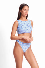 Load image into Gallery viewer, Sunseeker Cowboy Mastectomy Friendly Crop Top - Blue
