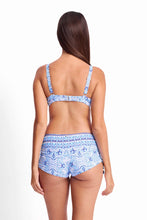 Load image into Gallery viewer, Sunseeker Cowboys Tie Front Bikini Top -(Blue)
