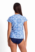 Load image into Gallery viewer, Sunseeker Cowboy Short Sleeve Mastectomy Rashie - Blue
