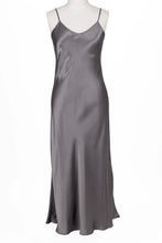 Load image into Gallery viewer, Carmen Kerstein 100% SILK  Long Chemise (Gunmetal)
