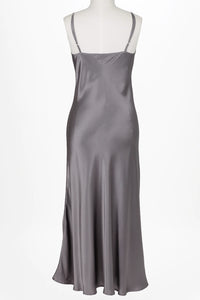 Carmen Kerstein 100% SILK  Long Chemise (Gunmetal)