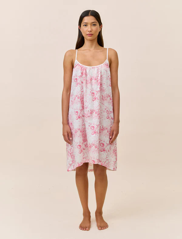 Papinelle Toile De Jouy Strappy Nightie (Pink Lemonade)