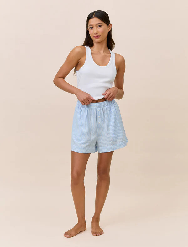 Papinelle Sabrina Stripe Boxer & Singlet Set (Blue Bell)