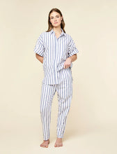 Load image into Gallery viewer, Papinelle Tyler Cotton Full Length PJ Set (White/Navy Stripe)
