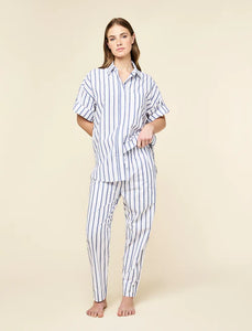 Papinelle Tyler Cotton Full Length PJ Set (White/Navy Stripe)