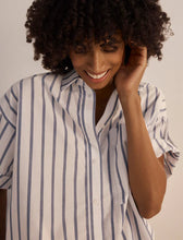 Load image into Gallery viewer, Papinelle Tyler Cotton Full Length PJ Set (White/Navy Stripe)
