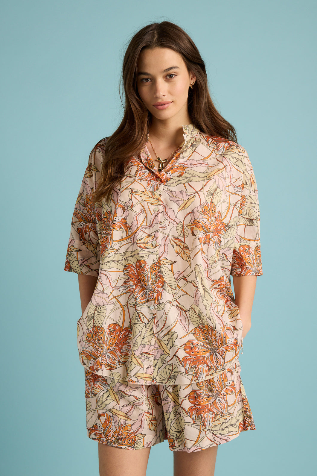 Papinelle Karen Walker Lillies Flowy Boxer PJ Set (Lily Pink)