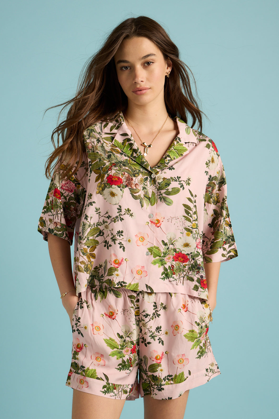 Papinelle Karen Walker Love Letters Crop Boxer PJ Set (Soft Pink)