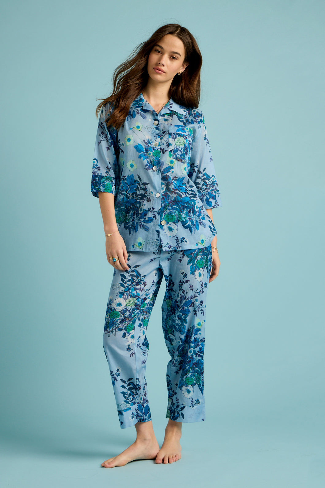 Papinelle Karen Walker Love Letters Crop PJ Set (Skyway Blue)
