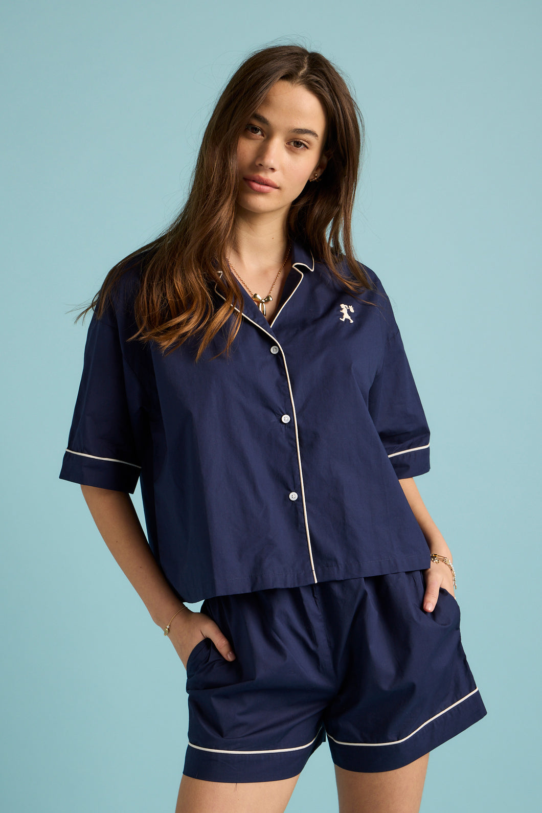 Papinelle Karen Walker Runaway Girl Boxer PJ Set (Deep Indigo)
