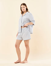 Load image into Gallery viewer, Papinelle x Karen walker Seersucker Stripe Boxer PJ Set - Sky Blue
