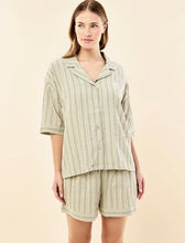 Load image into Gallery viewer, Papinelle x Karen walker Seersucker Stripe Boxer PJ Set - Olive
