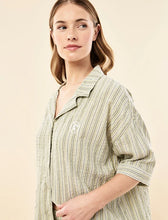 Load image into Gallery viewer, Papinelle x Karen walker Seersucker Stripe Boxer PJ Set - Olive
