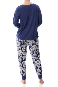 Florence Broadhurst 3FL83J Japanese Floral Ski Pyjamas (Navy)