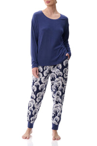 Florence Broadhurst 3FL83J Japanese Floral Ski Pyjamas (Navy)