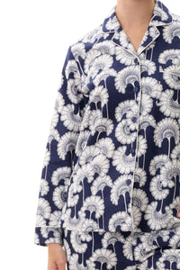 Florence Broadhurst 3FL96J Brushed Cotton Japanese Floral Pyjama Set (Navy)