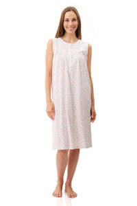 Givoni  4LP44F - Farrah Sleeveles Cotton nightie (Peach Blue)