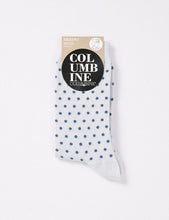 Load image into Gallery viewer, Columbine Merino Wool Spot Crew Socks (Grey/Navy spot)
