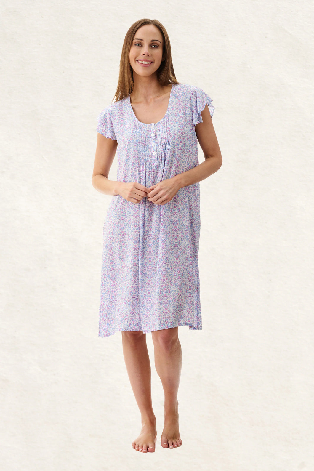 Givoni Pearl 6AF26P Flutter Sleeve Short Nightie (Pink)