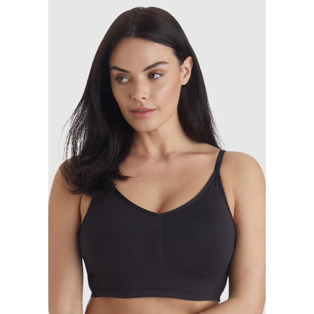 Naomi & Nicole Cropped Cami  Wire Free Bra-   Black and Warm Beige
