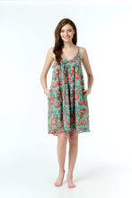 Load image into Gallery viewer, Arabella MD-866H1  Short Nightie (Aqua Floral)
