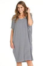 Load image into Gallery viewer, Betty Basics Maui Dress (Navy/White Stripe)
