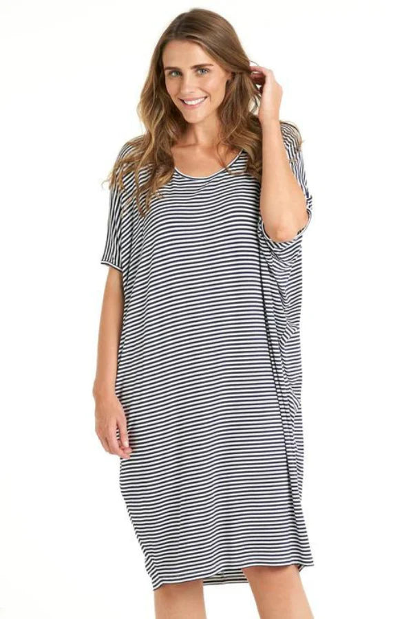 Betty Basics Maui Dress (Navy/White Stripe)
