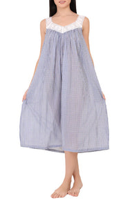 Arabella MD410EE Nightie – Blue & White Gingham Check