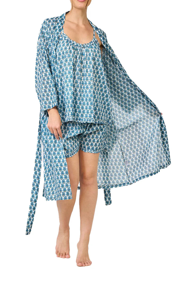 Arabella MD75 F6 Summer Cotton Robe (Turquoise Paisley)