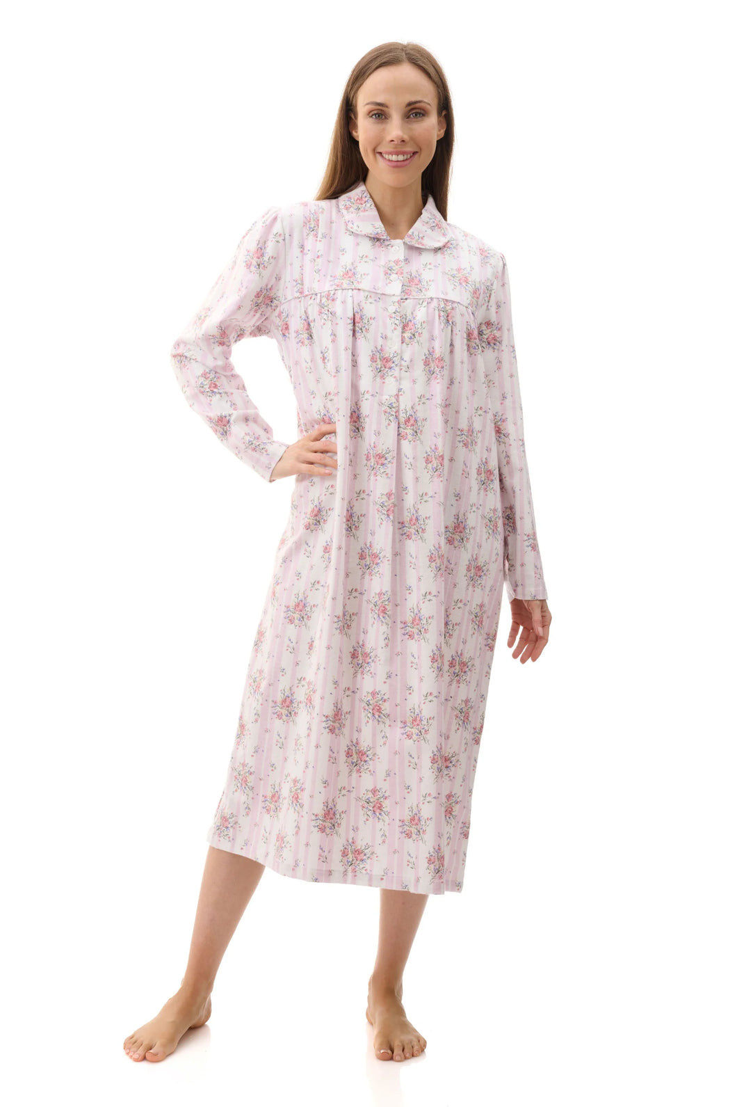 Givoni 5FL70B Beth Mid Cotton Flannel Nightie (Pink)