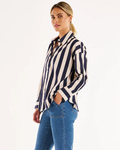 Load image into Gallery viewer, Betty Basics BB8288 Stripe Shirt - (Navy Stripe)
