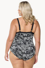 Load image into Gallery viewer, Capriosca Mono Paisley Chlorine Resistant One Piece  (Black)
