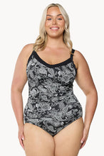 Load image into Gallery viewer, Capriosca Mono Paisley Chlorine Resistant One Piece  (Black)
