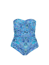 Load image into Gallery viewer, Capriosca Mermaid Twist Front Bandeau One Piece (Blue)
