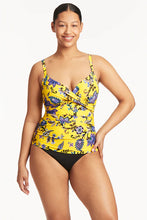 Load image into Gallery viewer, Sea Level Carnivale Twist Front Tankini DD/E/Cup -( Citrus Yellow and  Cobalt Blue)
