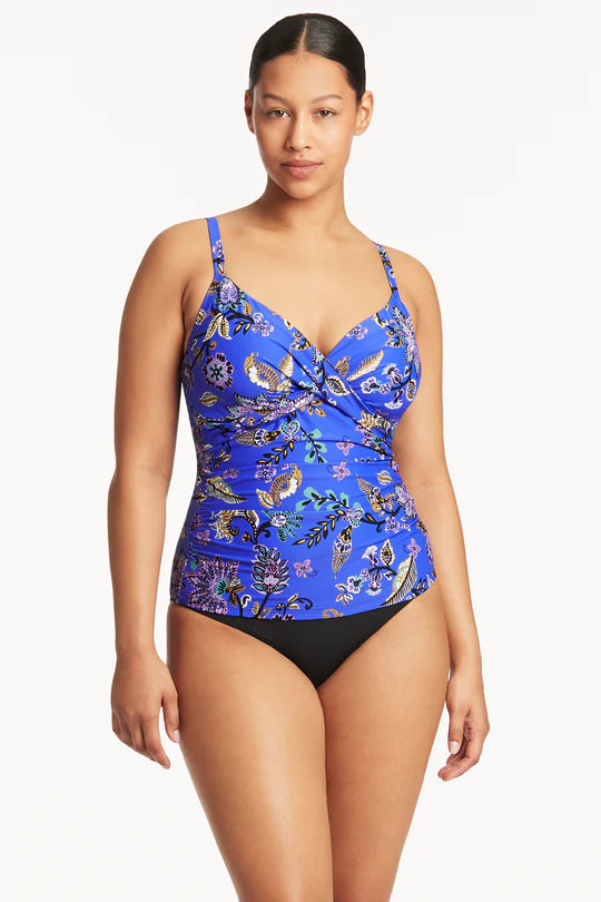 Sea Level Carnivale Twist Front Tankini DD/E/Cup -( Citrus Yellow and  Cobalt Blue)