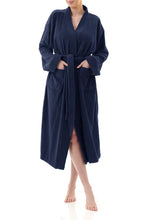 Load image into Gallery viewer, Givoni 9DG63 Mid Length Unisex Cotton Towelling  Robe (White)  (Navy)
