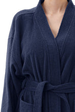 Load image into Gallery viewer, Givoni 9DG63 Mid Length Unisex Cotton Towelling  Robe (White)  (Navy)
