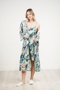 Linens Unlimited Cotton Kimono (Blue Floral)