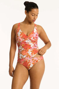 Sea Level Daisyfield Cross Front Singlet Top - Coral