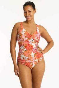 Sea Level Daisyfield Cross Front Singlet Top - Coral