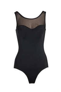 Quayside Mesh Neck Swimsuit (Black) (Blue)