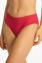 Load image into Gallery viewer, Sea Level Honeycomb Mid Bikini Pant (Red)
