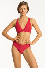 Load image into Gallery viewer, Sea Level Honeycomb Mid Bikini Pant (Red)
