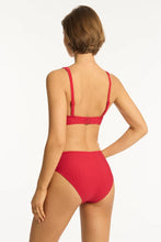 Load image into Gallery viewer, Sea Level Honeycomb Mid Bikini Pant (Red)
