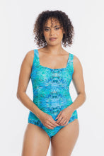 Load image into Gallery viewer, Togs Ulyses Gathered Square One Piece Swimsuit (Aqua)
