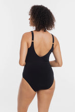 Load image into Gallery viewer, Togs V Neck Ruched Front Swimsuit (Black)
