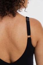 Load image into Gallery viewer, Togs V Neck Ruched Front Swimsuit (Black)
