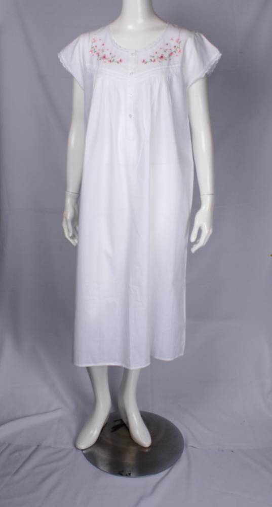 Alice & Lily AL/ND-375 cap sleeve Cotton nightie (White)